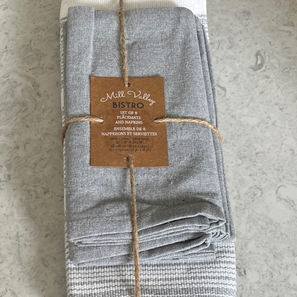 Bistro Gray Dining Table Linens